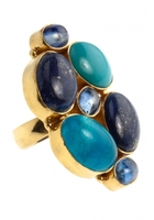 Ring Sterling Silber Vergoldet Lapis Türkis