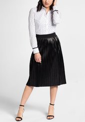 Eterna Langarm Bluse Slim Fit Stretch Marine/weià Bedruckt